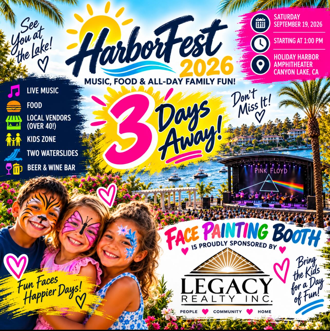Only 3 DAYS until HarborFest 2026! ☀️🌴🎶 Come out to the lake this Saturday for...